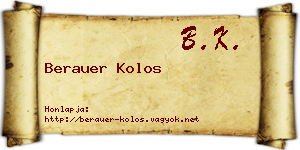 Berauer Kolos névjegykártya